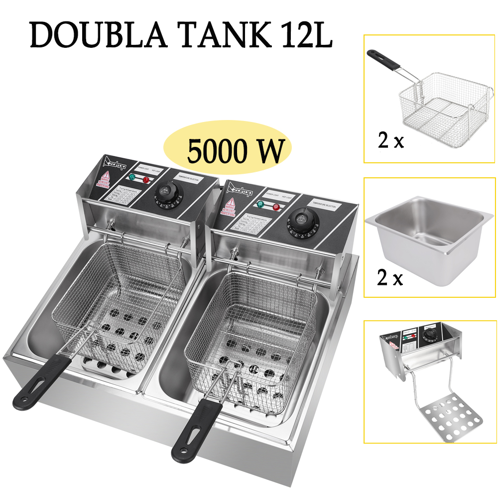 5000W Electric Countertop Deep Fryer Dual Tank Commercial Restaurant 12L main image 1