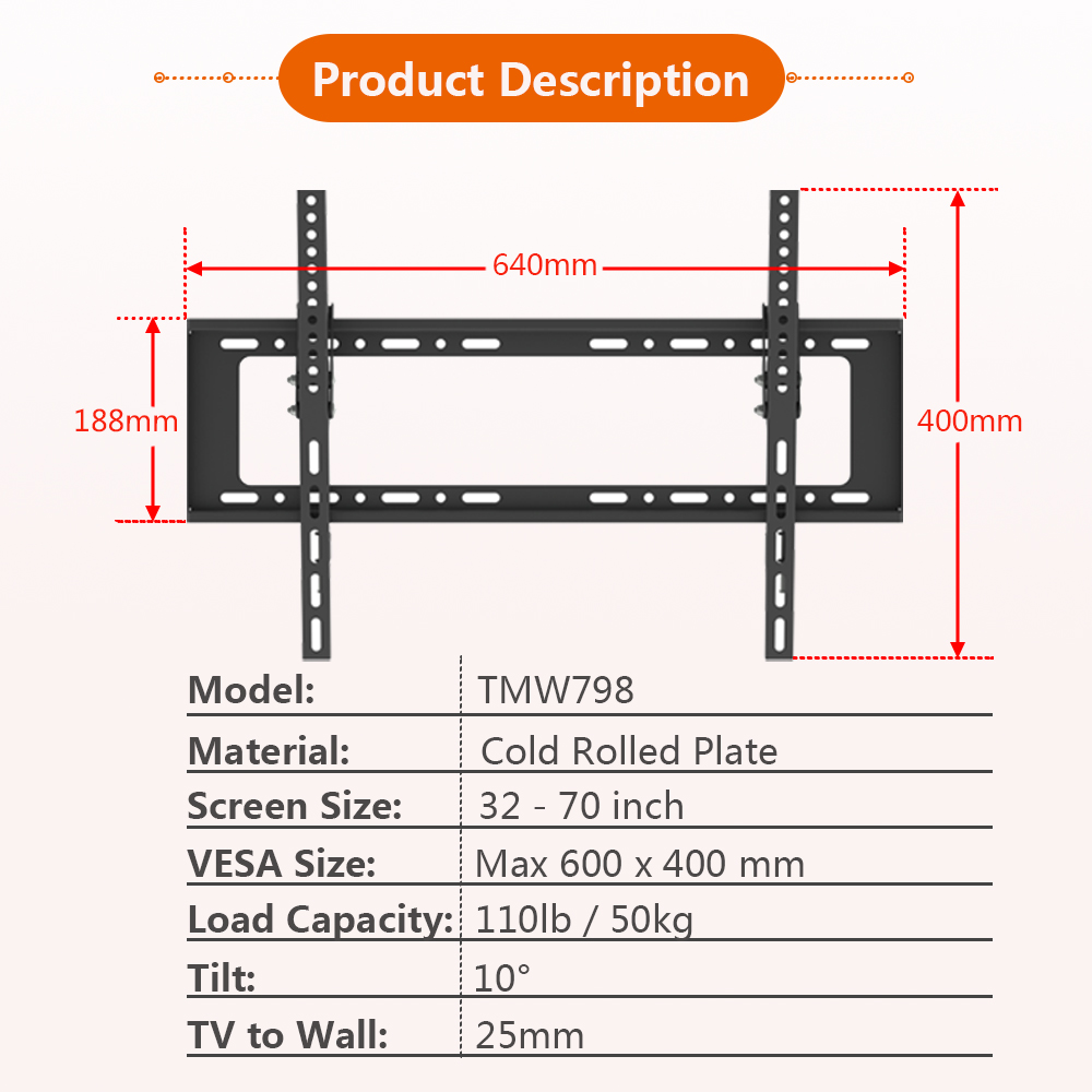 TV Wall Bracket Mount For Samsung LG SONY 32 40 42 50 55 65 70 inch
